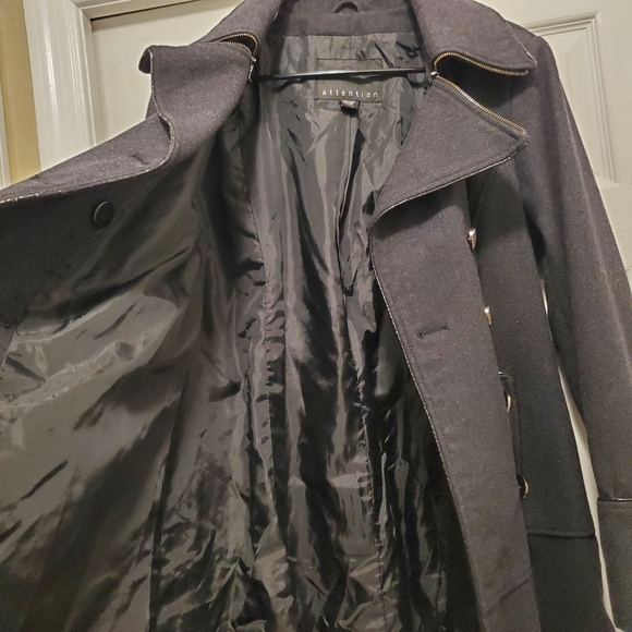 Attention woman's black Wool pea coat sz XL - Picture 7 of 9